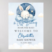 Cute Watercolor Rabbit Baby Shower Boy Poster (Vorne)
