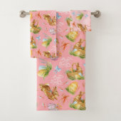 Cute watercolor rabbits and easter elemente badhandtuch set (Insitu)