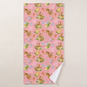 Cute watercolor rabbits and easter elemente badhandtuch set