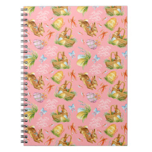 Cute watercolor rabbits and easter elemente notizblock
