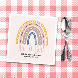 Cute Watercolor Rainbow Boho Style Baby shower Serviette