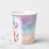 Cute Watercolor Red Kitten Balloons Birthday Pappbecher (Links)