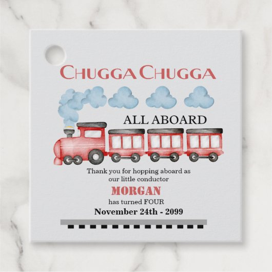 Cute Watercolor Red Train Any Age Birthday Geschenkanhänger (Vorderseite)