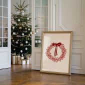 Cute Watercolor Red Wreath Christmas Poster