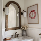 Cute Watercolor Red Wreath Christmas Poster