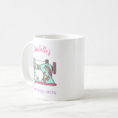 Cute Watercolor Retro Sewing Machine Custom  Kaffeetasse (Vorderseite Links)