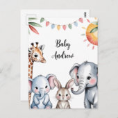 Cute Watercolor Safari Animals Illustration Postkarte (Vorne/Hinten)