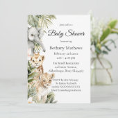 Cute Watercolor Safari Baby Animals Baby Shower Einladung (Stehend Vorderseite)
