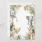 Cute Watercolor Safari Baby Animals Baby Shower Einladung (Rückseite)