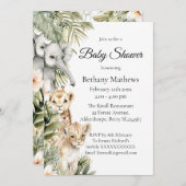 Cute Watercolor Safari Baby Animals Baby Shower Einladung (Vorne/Hinten)