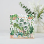 Cute Watercolor Script Botanical Houseplant Dankeskarte (Stehend Vorderseite)