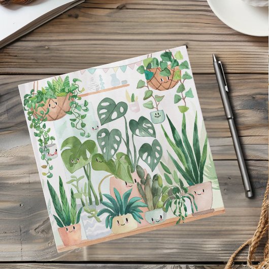 Cute Watercolor Script Botanical Houseplant Dankeskarte