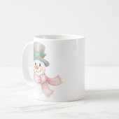 Cute Watercolor Snowman with Pink Scarf Holiday Kaffeetasse (Vorderseite Links)