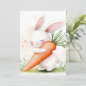 Cute Watercolor Spring Bunny Carrot Ankündigung (Stehend Vorderseite)