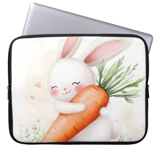 Cute Watercolor Spring Bunny Carrot Laptopschutzhülle (Vorderseite)