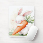 Cute Watercolor Spring Bunny Carrot Mousepad (Mit Mouse)