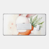 Cute Watercolor Spring Bunny Carrot Schreibtischunterlage (Tastatur & Maus)