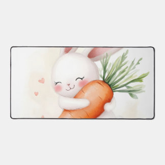Cute Watercolor Spring Bunny Carrot Schreibtischunterlage