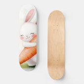 Cute Watercolor Spring Bunny Carrot Skateboard (Vorderseite)