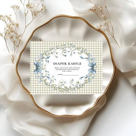 Cute Watercolor Squirrel Gingham Diaper Raffle  Begleitkarte