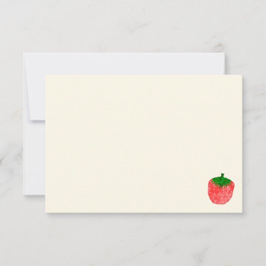 Cute Watercolor Strawberry Blank Cream Off White Mitteilungskarte (Vorderseite)
