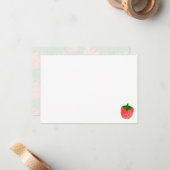 Cute Watercolor Strawberry Custom Blank Mitteilungskarte (Vorderseite/Rückseite Beispiel)