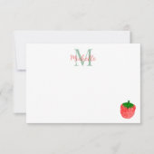 Cute Watercolor Strawberry Personalized Monogram Mitteilungskarte (Vorderseite)
