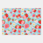 Cute Watercolor Strawberry Seamless Pattern Geschenkpapier Set (Vorderseite)