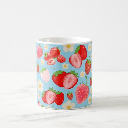 Cute Watercolor Strawberry Seamless Pattern Kaffeetasse (Mittel)