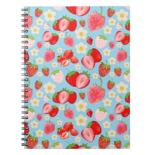 Cute Watercolor Strawberry Seamless Pattern Notizblock (Vorderseite)