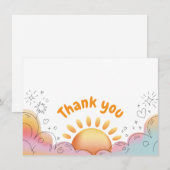 Cute Watercolor Sun and Sparkles Doodle Dankeskarte (Vorne/Hinten)