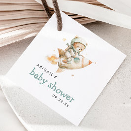 Cute Watercolor Teddy Bear Astronaut Baby Shower Geschenkanhänger