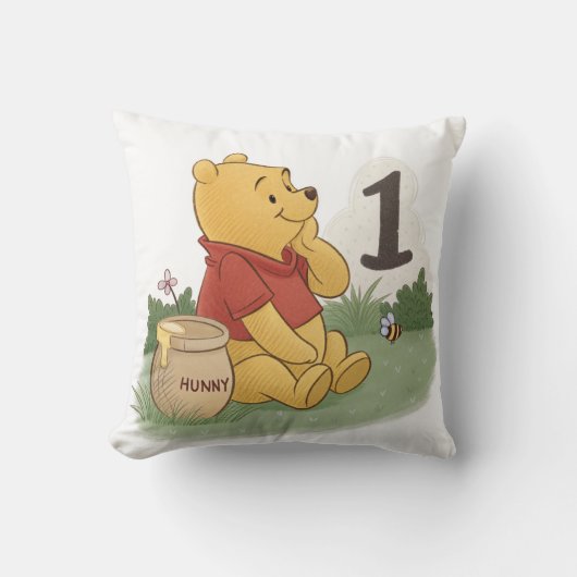 Cute Watercolor Teddy Bear First Birthday Kissen (Vorderseite)