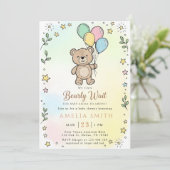 Cute Watercolor Teddy bear Illustration babyshower Einladung (Stehend Vorderseite)
