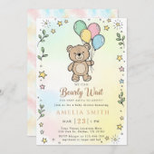Cute Watercolor Teddy bear Illustration babyshower Einladung (Vorne/Hinten)