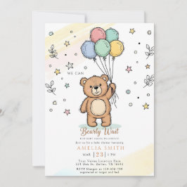 Cute Watercolor Teddy bear Illustration babyshower Einladung