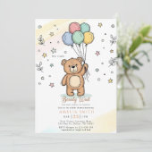 Cute Watercolor Teddy bear Illustration babyshower Einladung (Stehend Vorderseite)