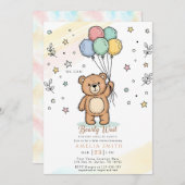 Cute Watercolor Teddy bear Illustration babyshower Einladung (Vorne/Hinten)
