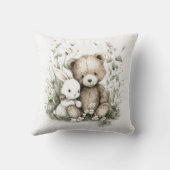 Cute Watercolor Teddy Bear with Rabbit Kissen (Rückseite)
