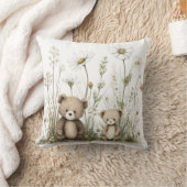 Cute Watercolor Teddy Bear with Wildflowers Kissen (Decke)