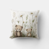 Cute Watercolor Teddy Bear with Wildflowers Kissen (Vorderseite)