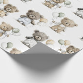 Cute Watercolor Teddy Bears with Balloons Geschenkpapier (Ecke)
