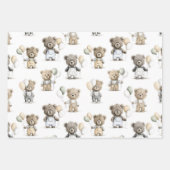 Cute Watercolor Teddy Bears with Balloons Geschenkpapier Set (Vorderseite 3)