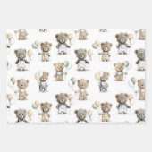 Cute Watercolor Teddy Bears with Balloons Geschenkpapier Set (Vorderseite 2)