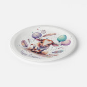 Cute Watercolor Texas Longhorn Balloons Birthday  Pappteller (Schrägansicht)