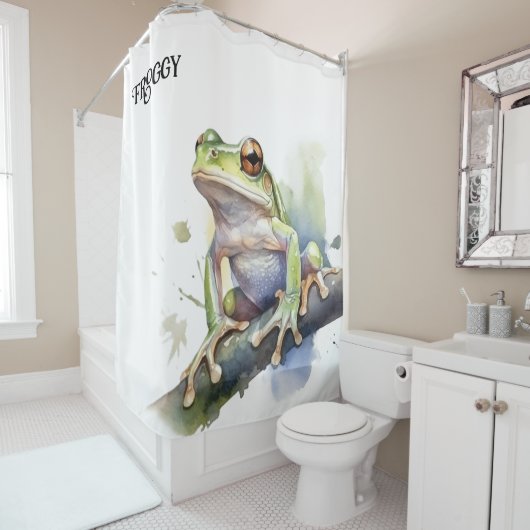 Cute Watercolor Tree Frog, custom Duschvorhang (Beispiel)