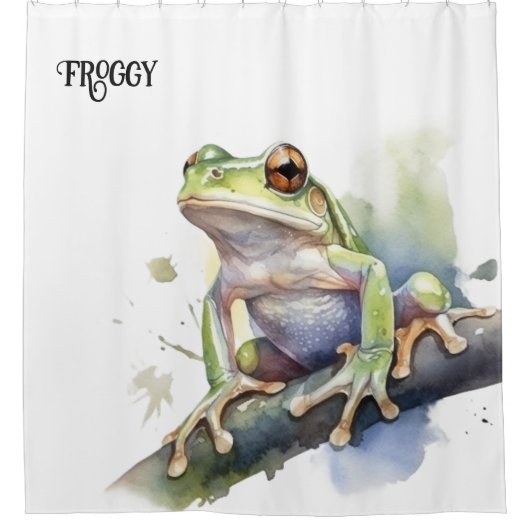 Cute Watercolor Tree Frog, custom Duschvorhang (Vorderseite)
