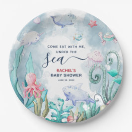 Cute Watercolor Under the Sea Baby Shower Pappteller