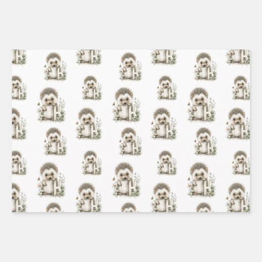 Cute watercolour baby animal alphabet Hedgehog Geschenkpapier Set (Vorderseite 3)