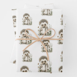 Cute watercolour baby animal alphabet Hedgehog Geschenkpapier Set